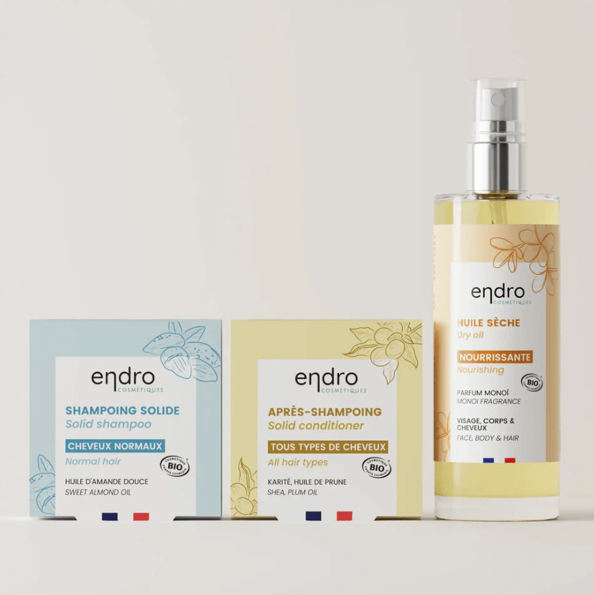 Natural shampoo and conditioner for normal hair, eco-friendly daily hair care products from Endro.