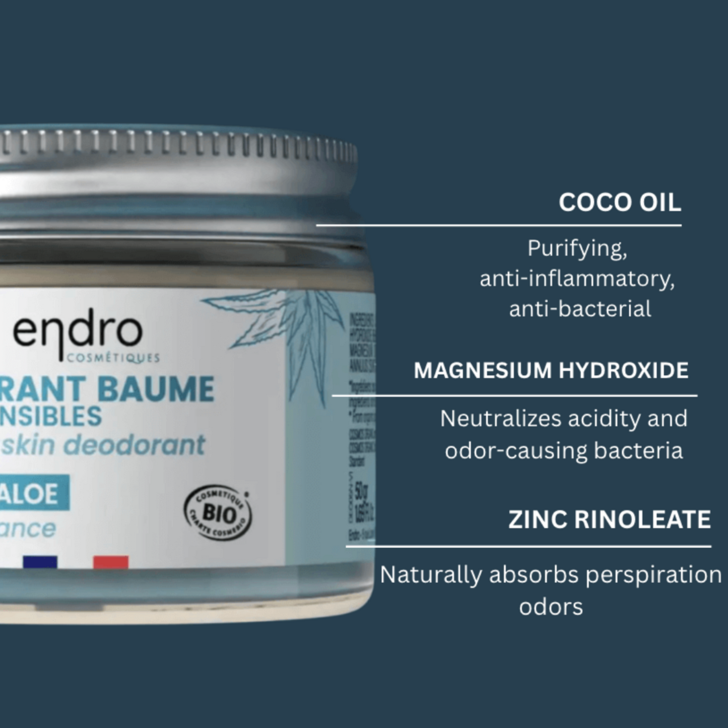 All Natural Balm Deodorant with Aloe Vera Bicarbonate Free - Sensitive Skin
